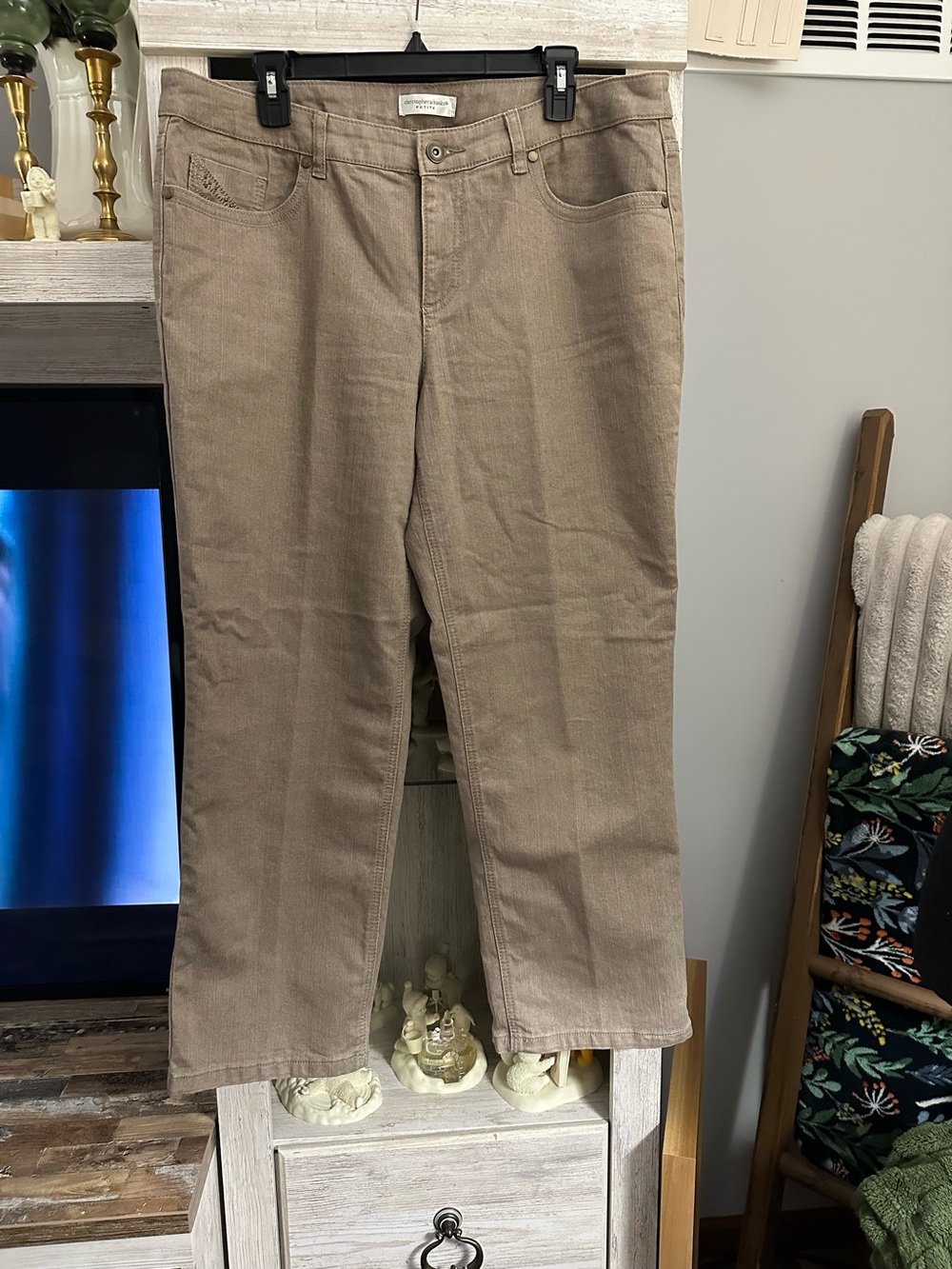 Christopher & Banks Straight-Leg Jeans in Taupe